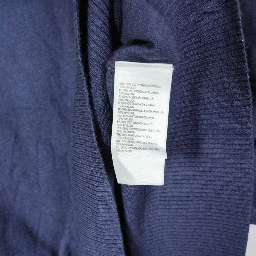 The North Face Mens XL V-Neck Sweater Navy Blue Wool Blend Pullover TCJ4+TMJ4